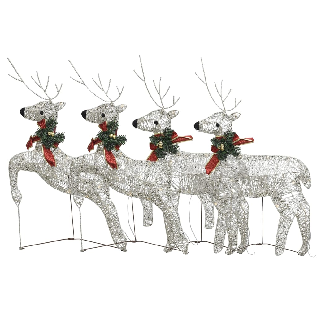 vidaXL Christmas Reindeers 4 pcs Gold 80 LEDs