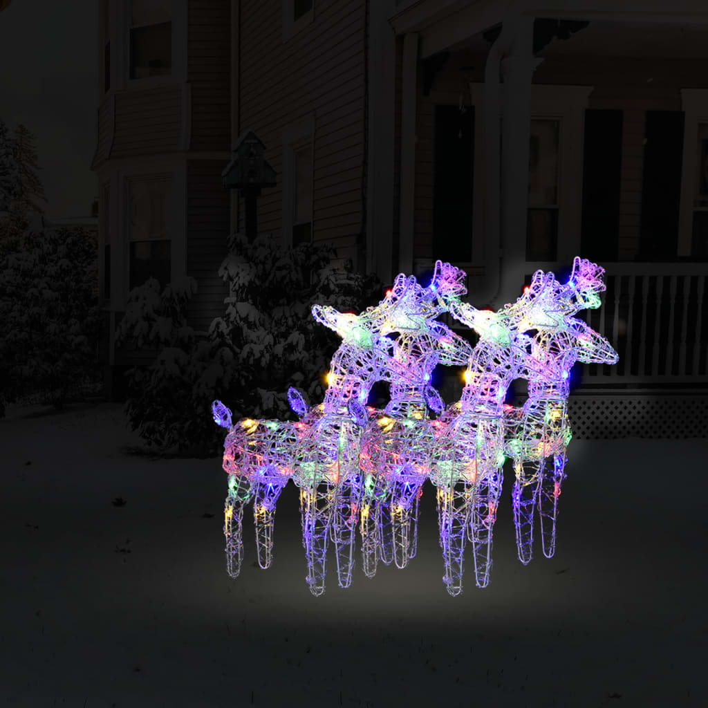 vidaXL Christmas Reindeers 4 pcs Multicolor 160 LEDs Acrylic