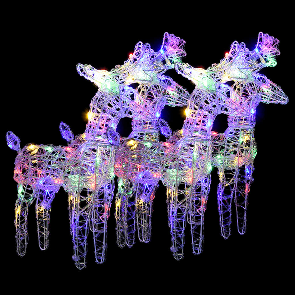 vidaXL Christmas Reindeers 4 pcs Multicolor 160 LEDs Acrylic