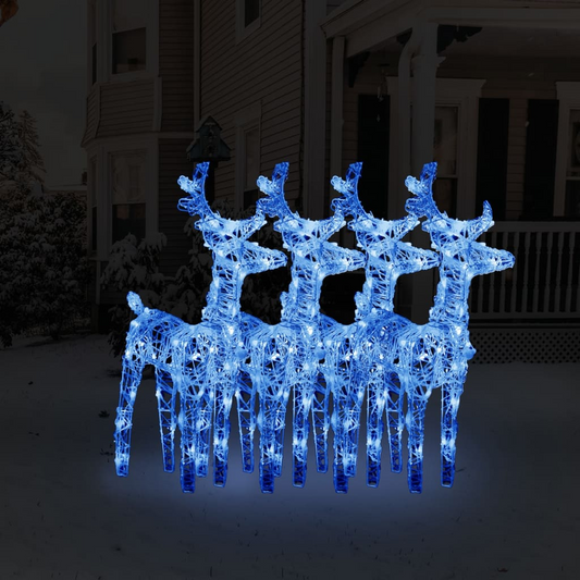 vidaXL Christmas Reindeers 4 pcs Blue 160 LEDs Acrylic