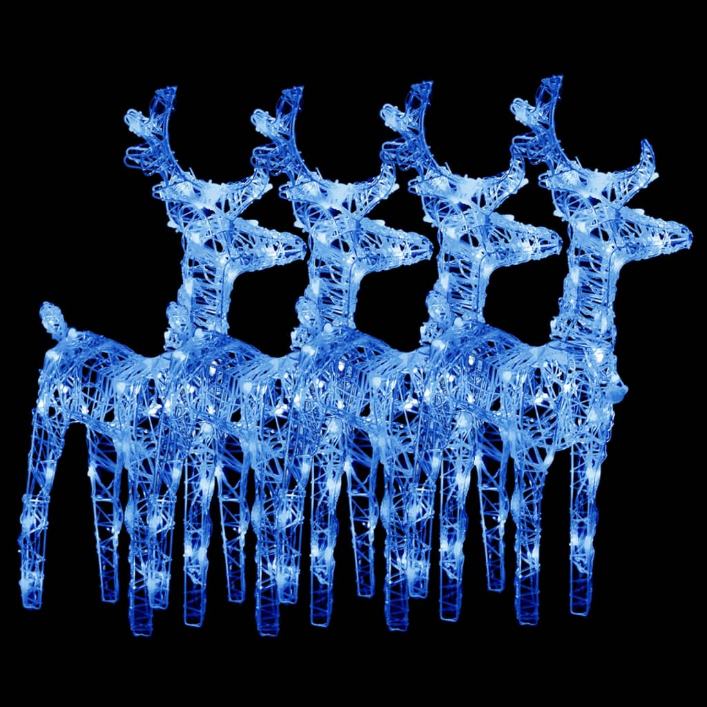 vidaXL Christmas Reindeers 4 pcs Blue 160 LEDs Acrylic