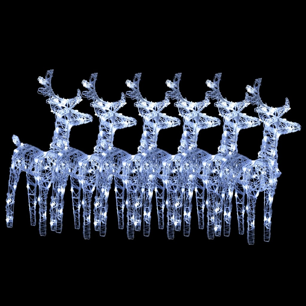 Christmas Reindeers 6 pcs Cold White 240 LEDs Acrylic