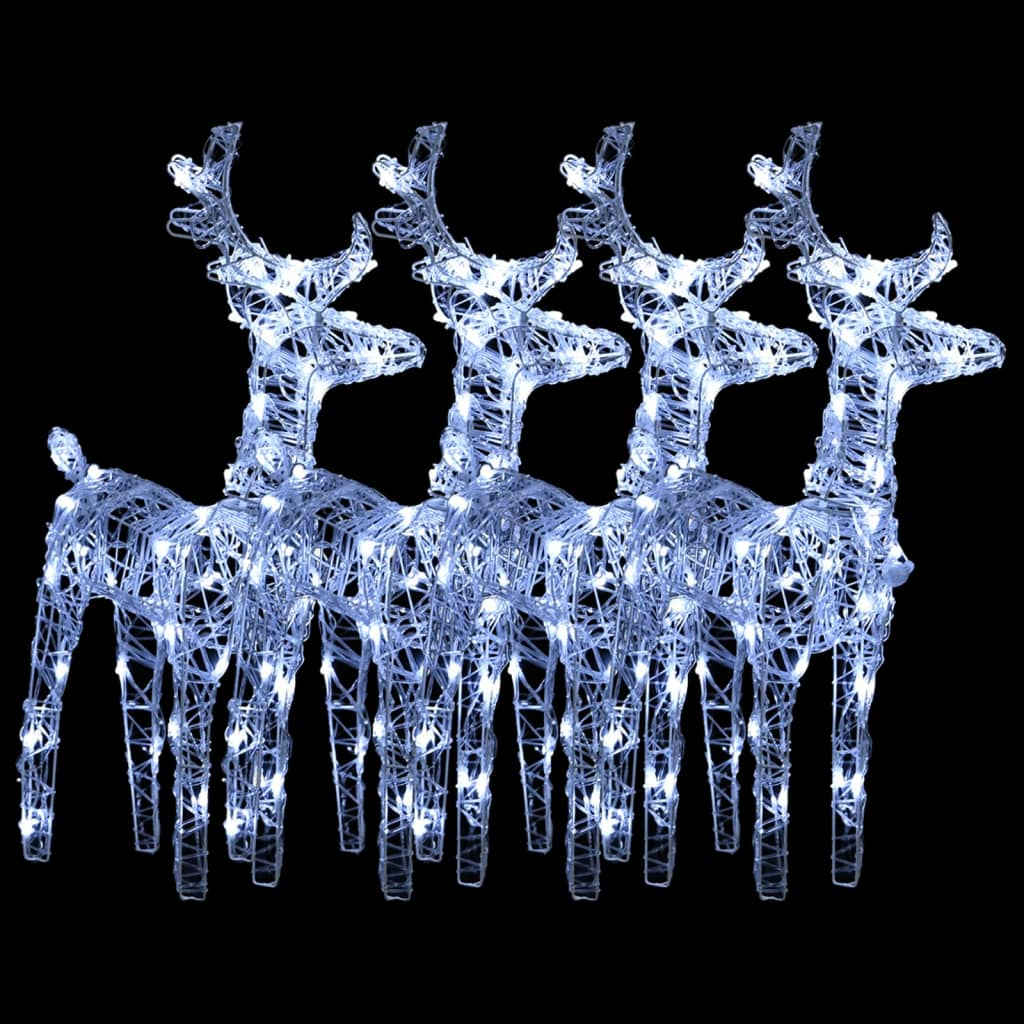 Christmas Reindeers 4 pcs Cold White 160 LEDs Acrylic