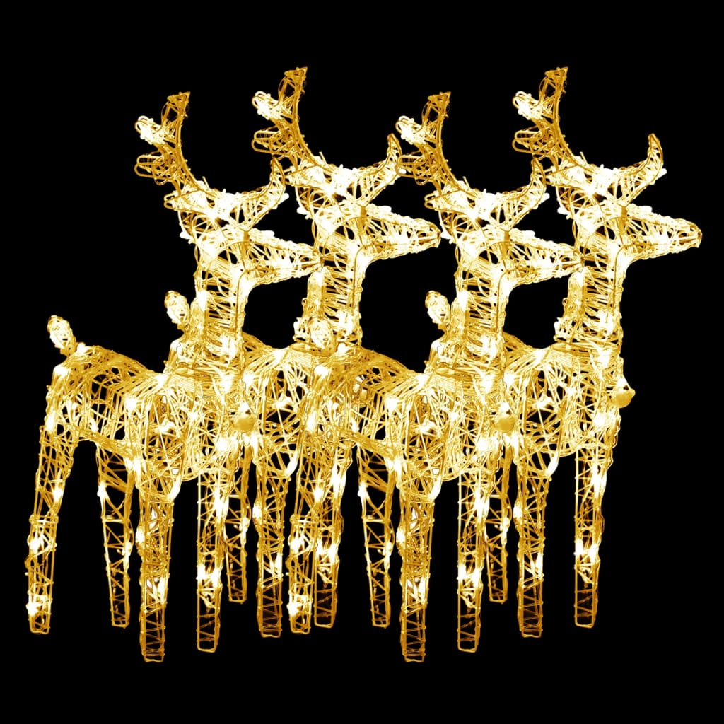 Christmas Reindeers 4 pcs Warm White 160 LEDs Acrylic