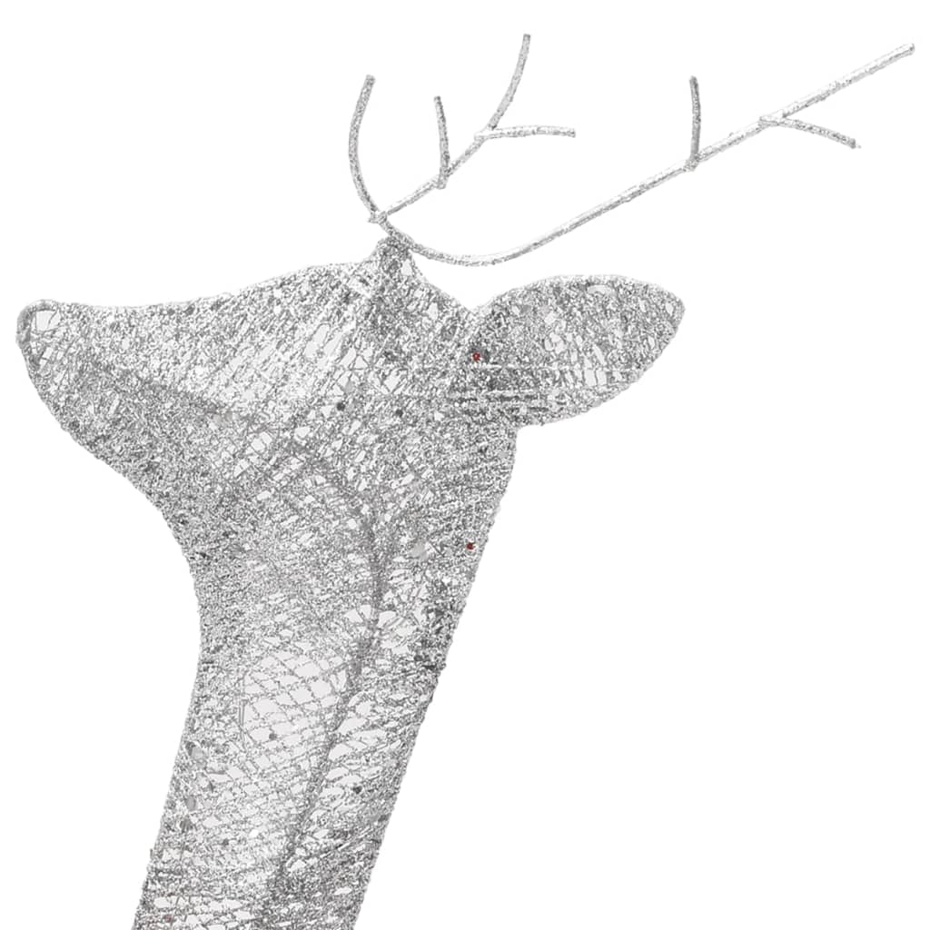 vidaXL Christmas Reindeers 6 pcs Silver Cold White Mesh