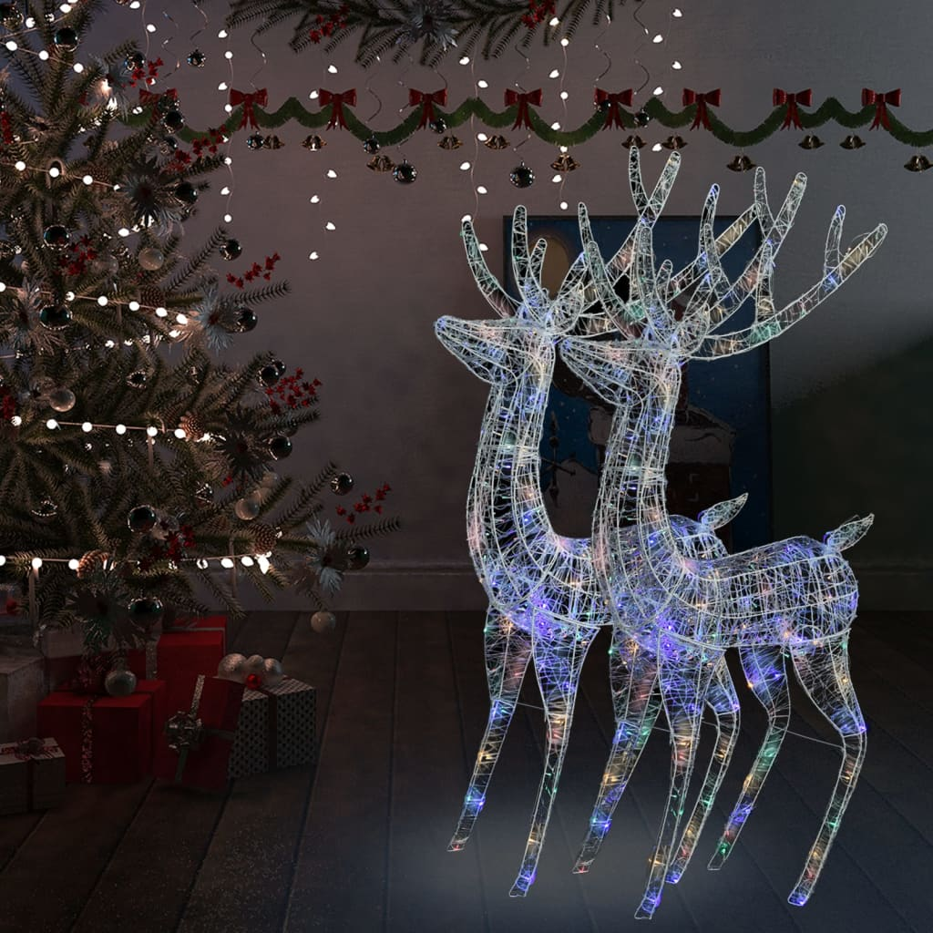 XXL Acrylic Christmas Reindeers 250 LED 2 pcs 70.9" Multicolor