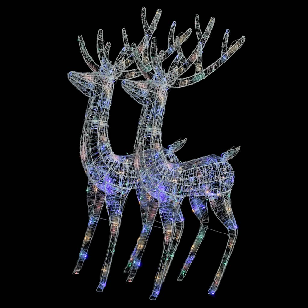 XXL Acrylic Christmas Reindeers 250 LED 2 pcs 70.9" Multicolor