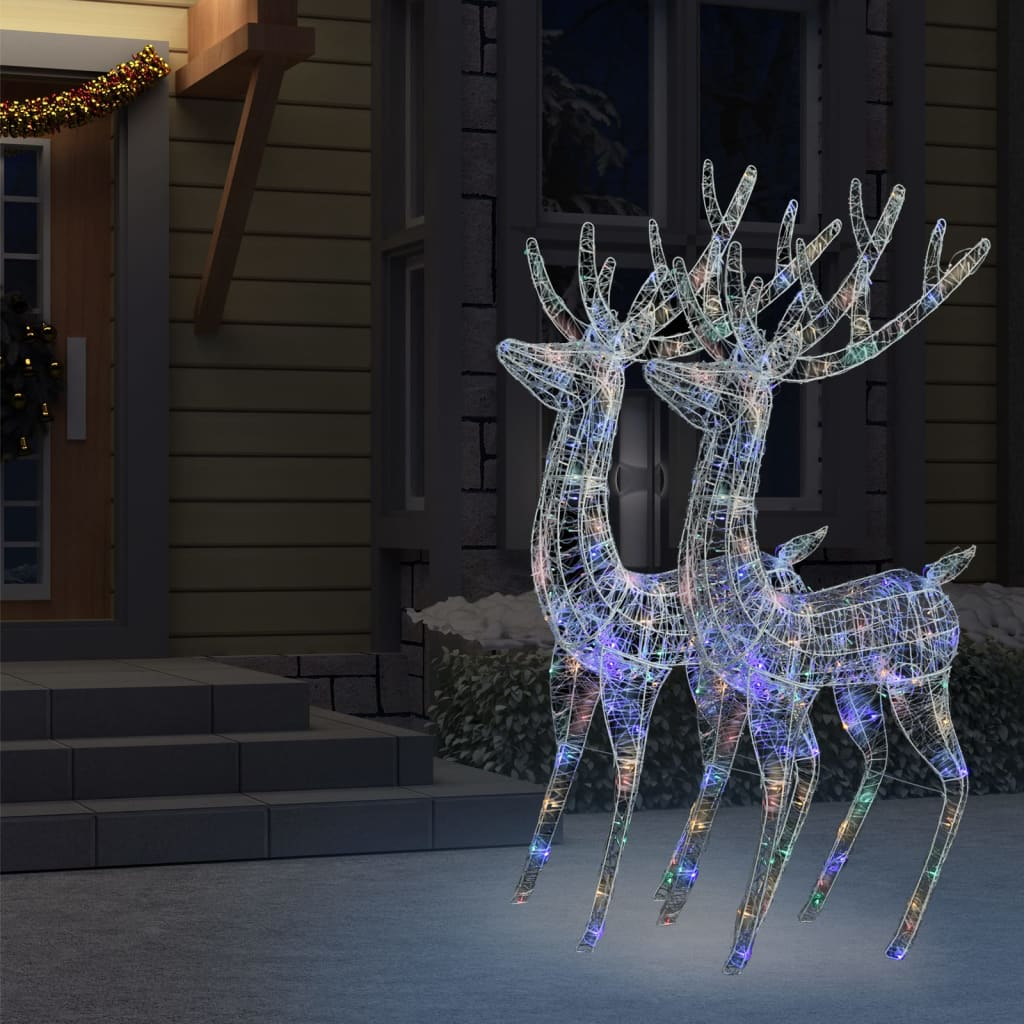 XXL Acrylic Christmas Reindeers 250 LED 2 pcs 70.9" Multicolor