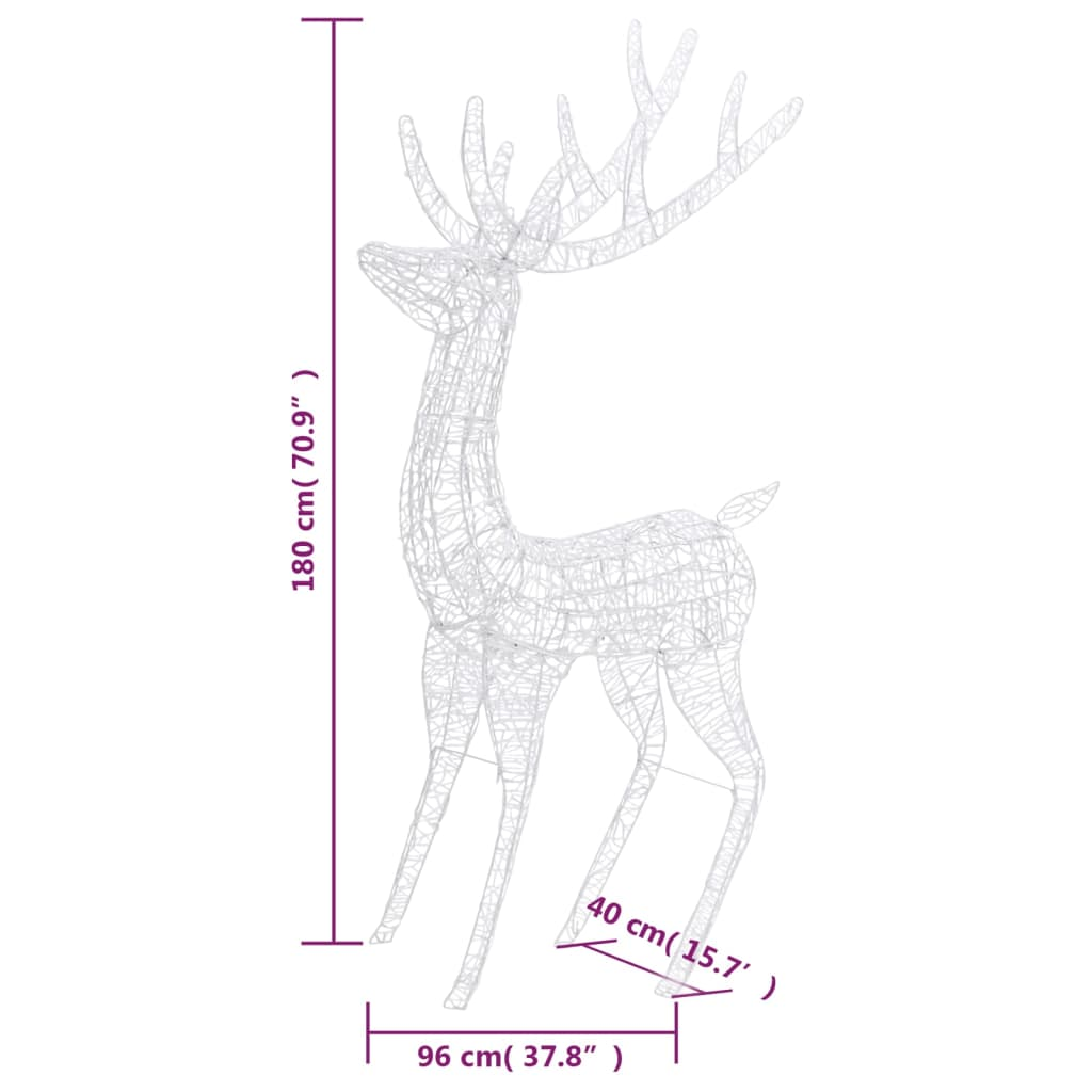 XXL Acrylic Christmas Reindeers 250 LED 2 pcs 70.9" Multicolor