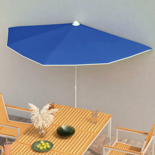 vidaXL Garden Half Parasol with Pole 70.9"x35.4" Azure Blue