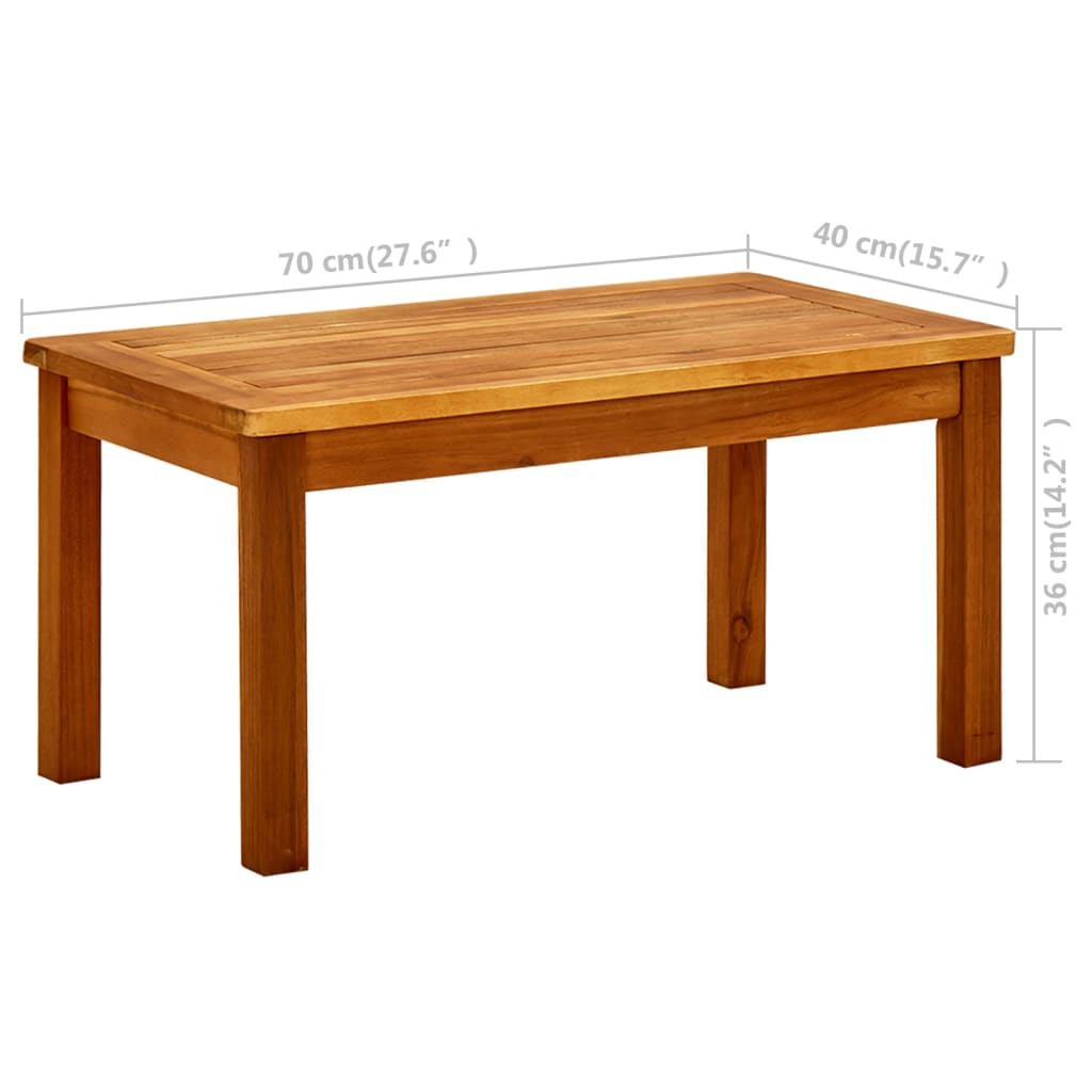 vidaXL Patio Coffee Table 27.6"x15.7"x14.2" Solid Acacia Wood