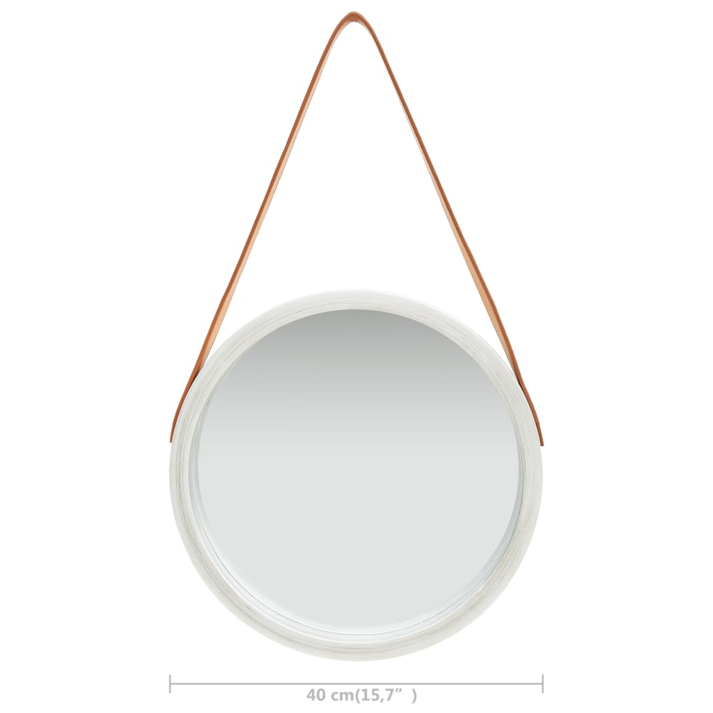 vidaXL Wall Mirror with Strap 15.7" Silver