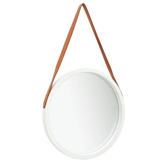 vidaXL Wall Mirror with Strap 16.7" White