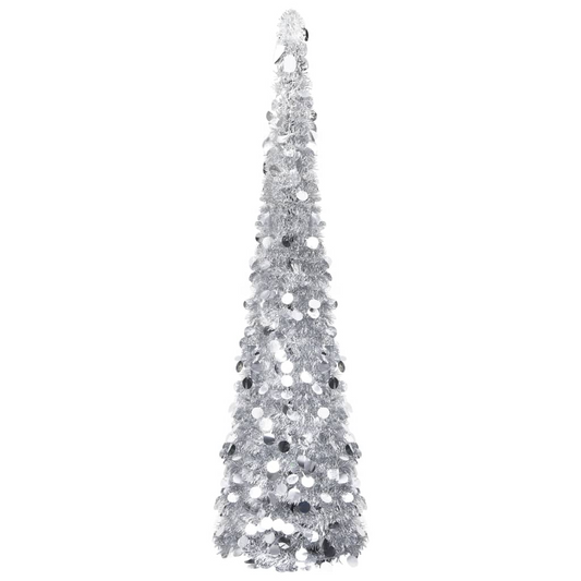 Pop-up Artificial Christmas Tree Silver 5 ft PET