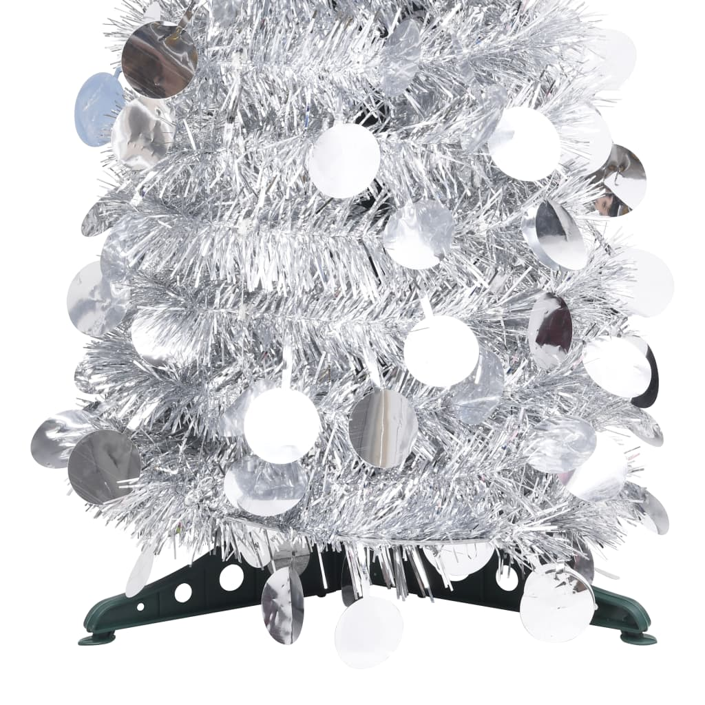 Pop-up Artificial Christmas Tree Silver 5 ft PET