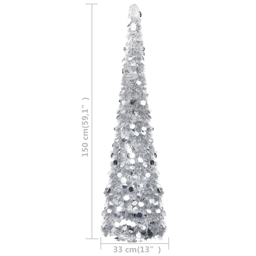 Pop-up Artificial Christmas Tree Silver 5 ft PET