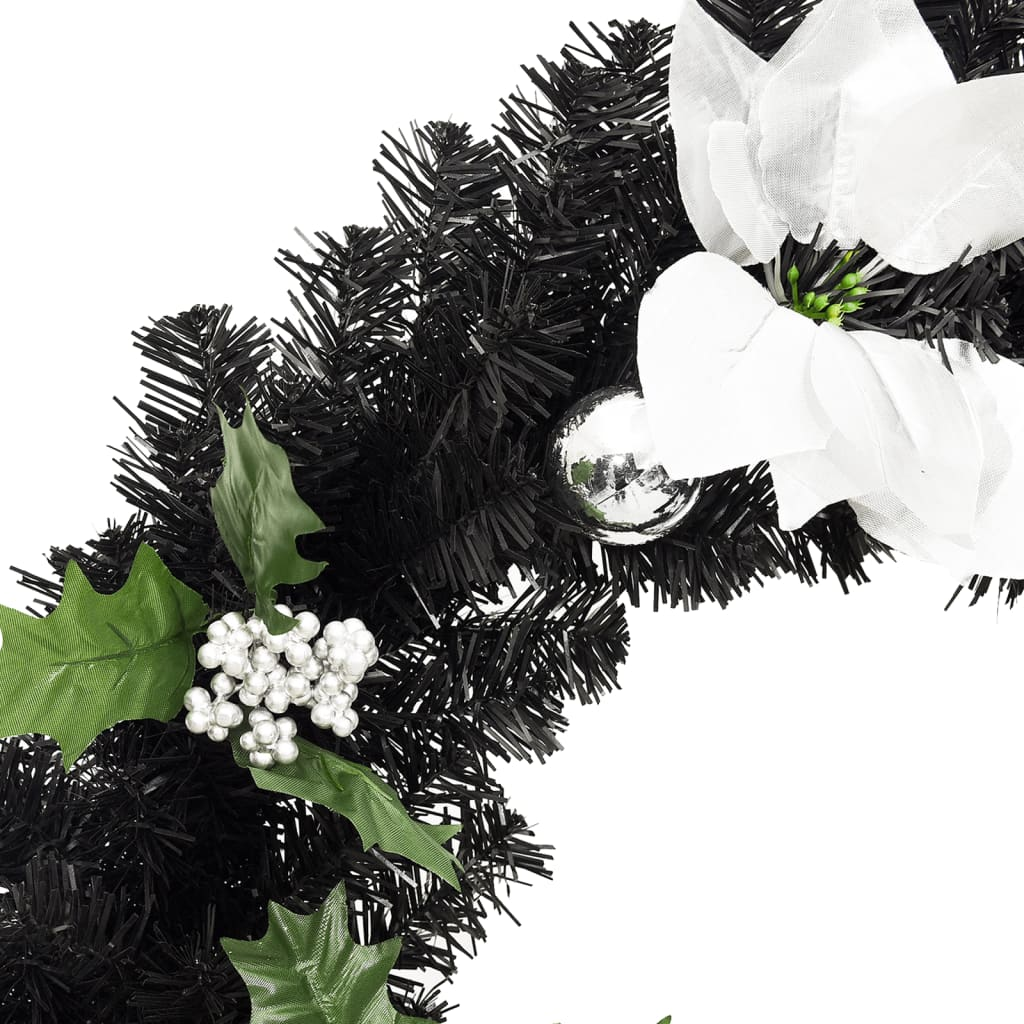 vidaXL Christmas Garland with LED Lights Black 8.9' PVC