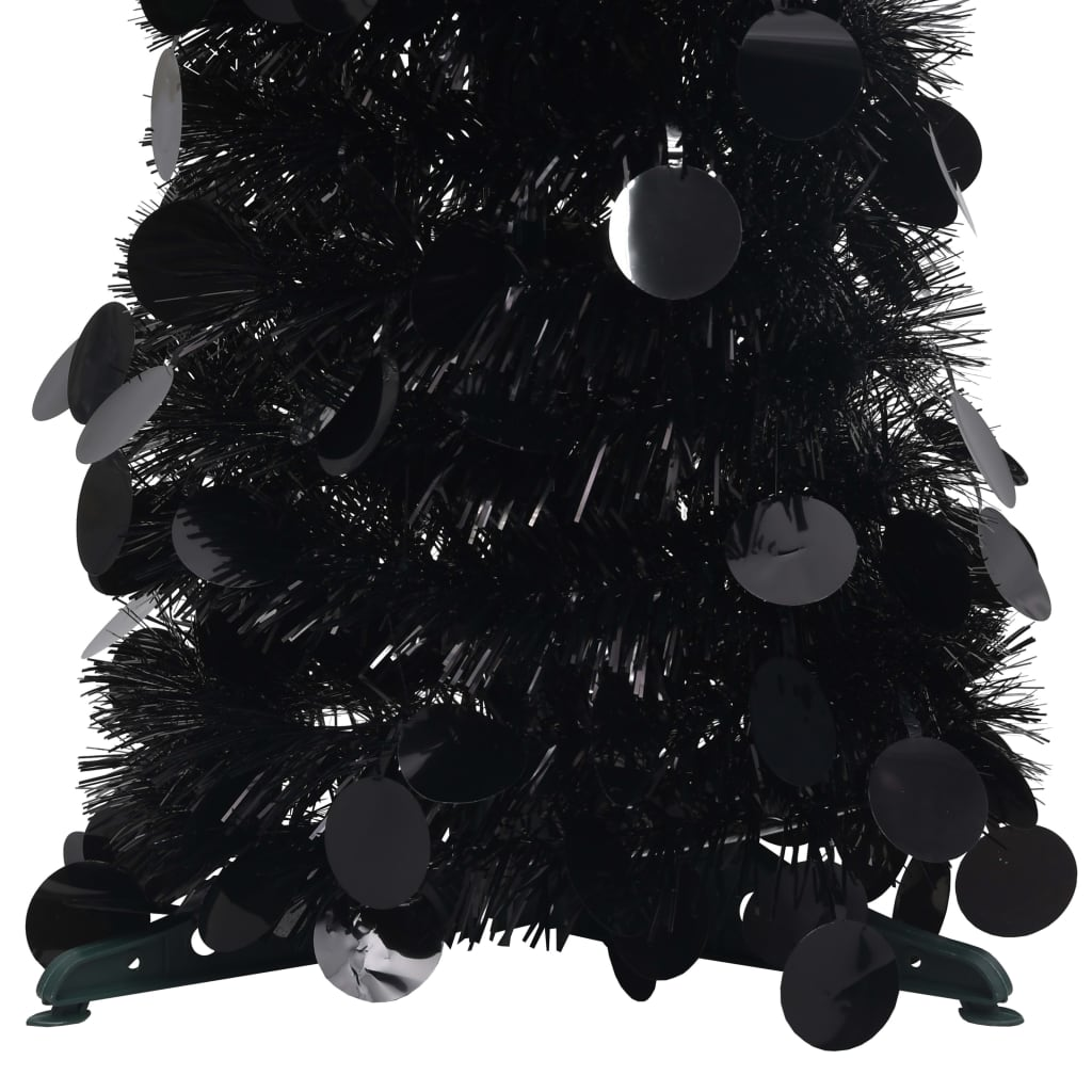 Pop-up Artificial Christmas Tree Black 6 ft PET