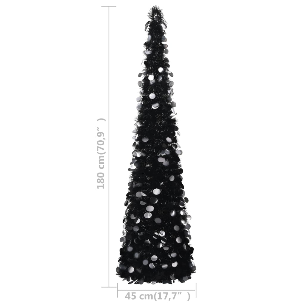 Pop-up Artificial Christmas Tree Black 6 ft PET