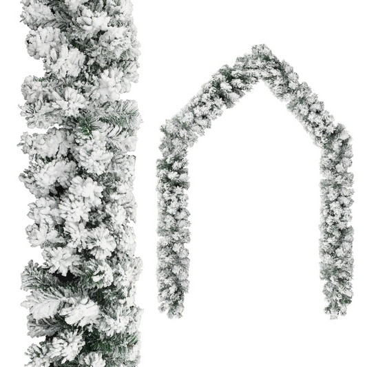 Christmas Garland with Flocked Snow Green 66 ft PVC