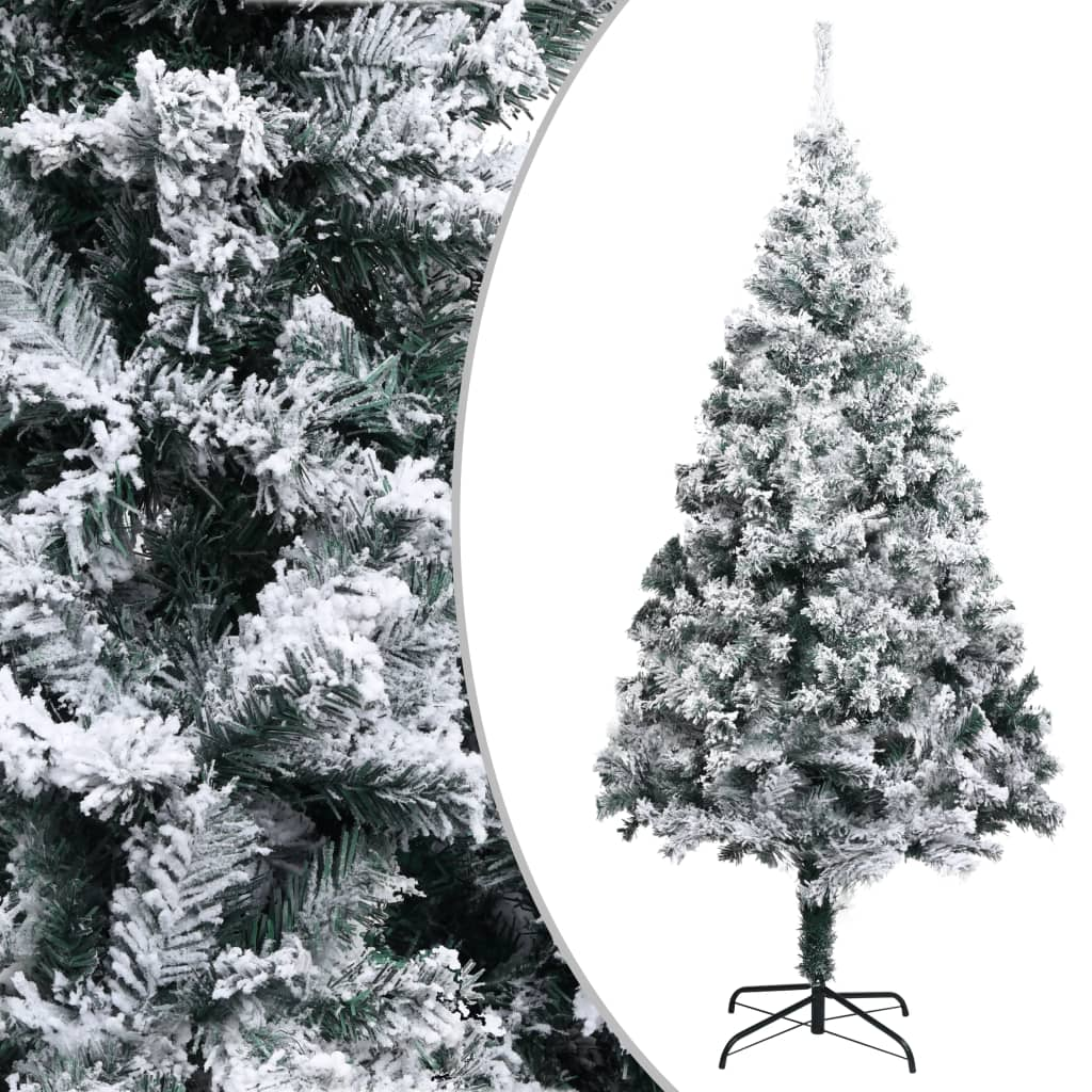 Artificial Christmas Tree with Flocked Snow Green 8 ft PVC