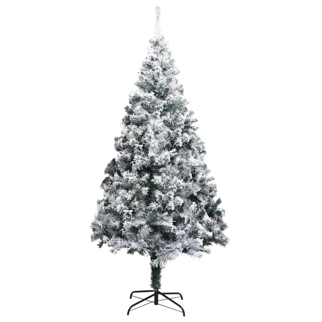 Artificial Christmas Tree with Flocked Snow Green 7 ft PVC