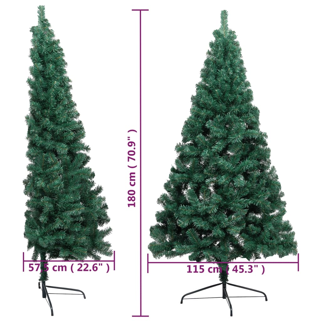 Artificial Half Christmas Tree with Stand Green 7 ft PVC