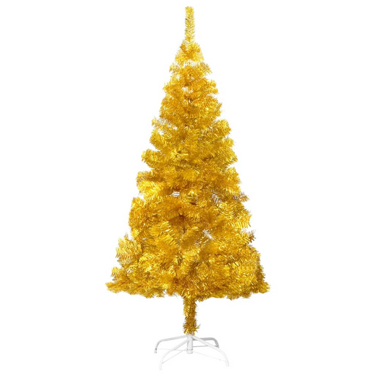 Artificial Christmas Tree with Stand Gold 5 ft PET