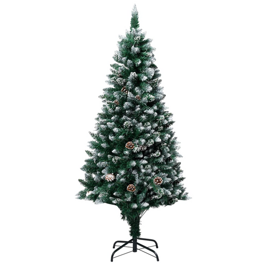 Artificial Christmas Tree with Pine Cones and White Snow 5 ft