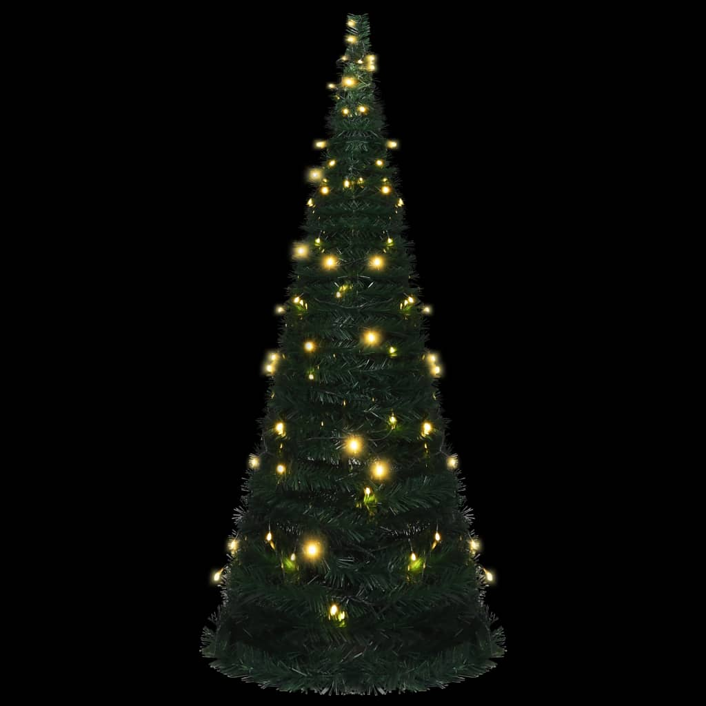 Pop-up String Artificial Pre-lit Christmas Tree Green 7 ft