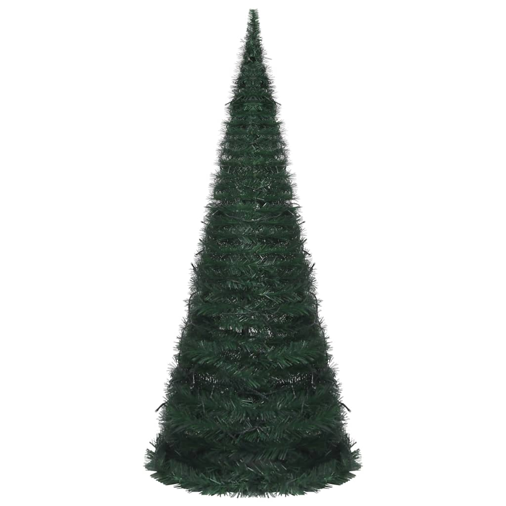 Pop-up String Artificial Pre-lit Christmas Tree Green 7 ft