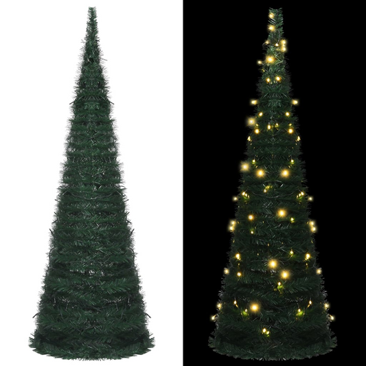 Pop-up String Artificial Pre-lit Christmas Tree Green 6 ft