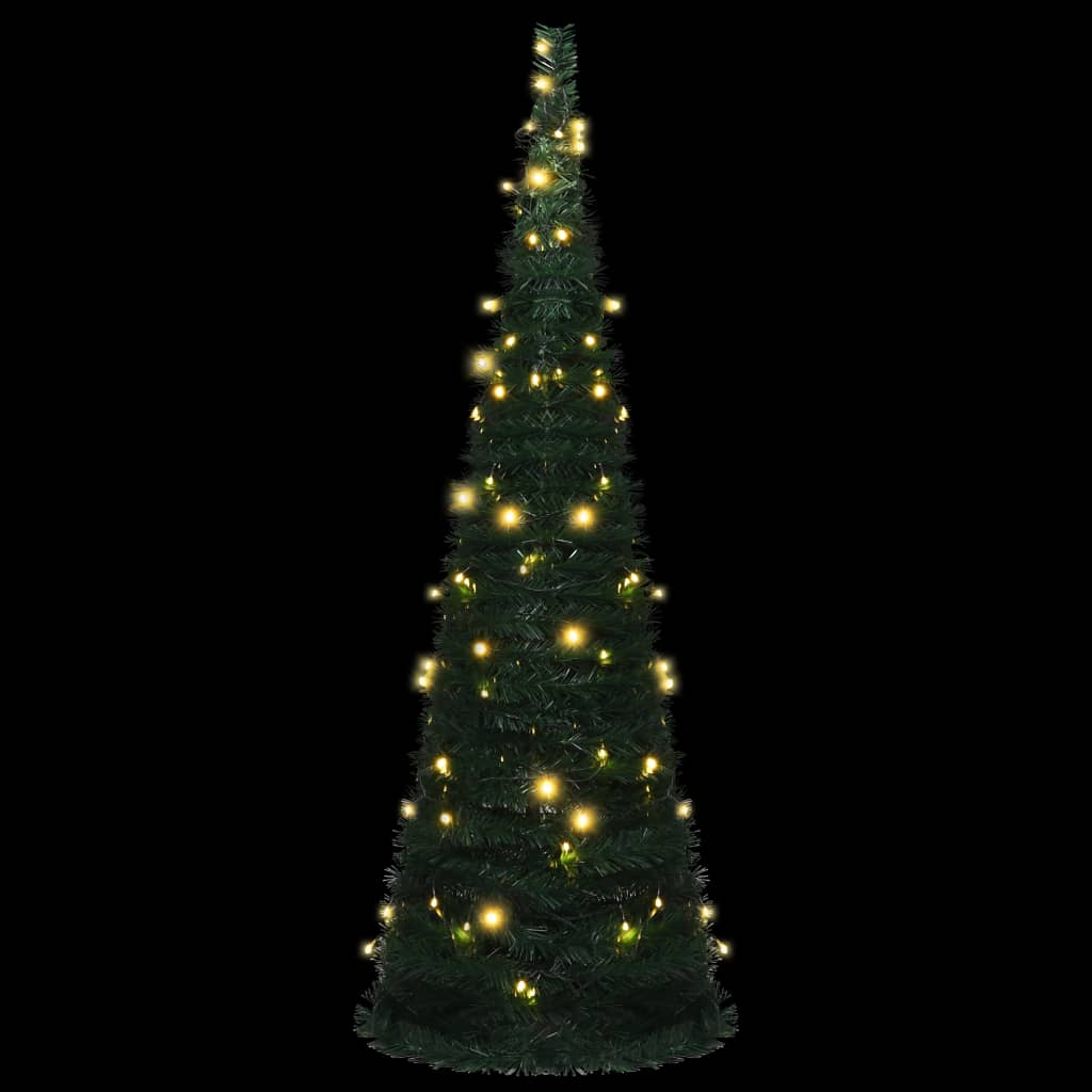 Pop-up String Artificial Pre-lit Christmas Tree Green 6 ft