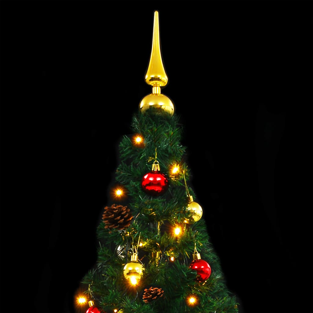 Artificial Pre-lit Christmas Tree with Baubles Green 5 ft