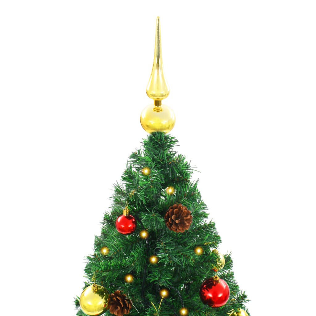 Artificial Pre-lit Christmas Tree with Baubles Green 5 ft