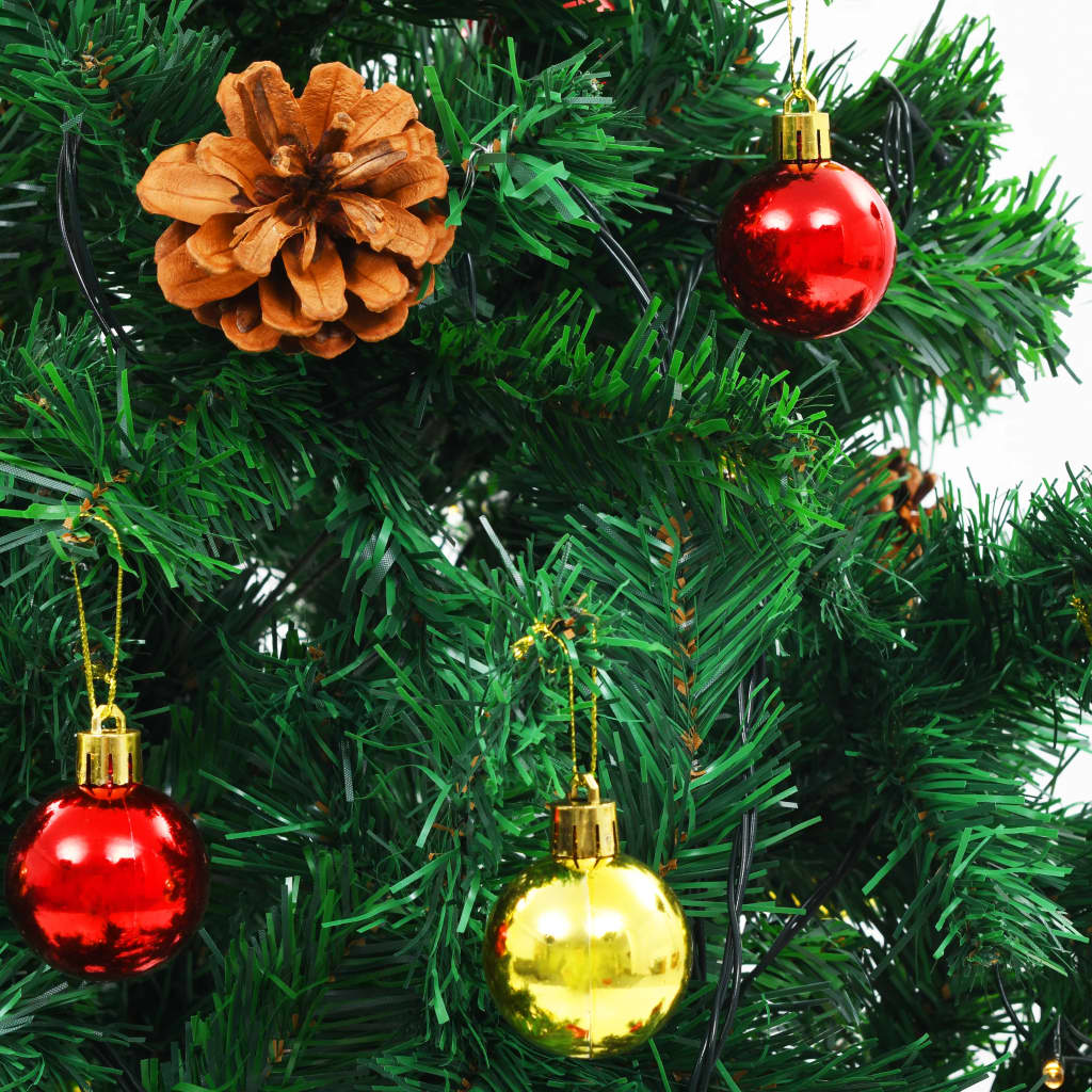 Artificial Pre-lit Christmas Tree with Baubles Green 5 ft