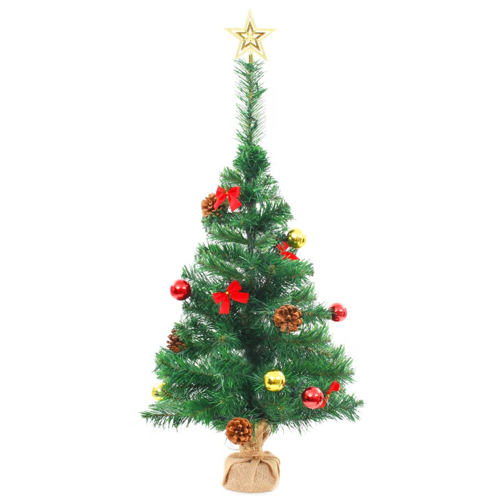 Artificial Pre-lit Christmas Tree with Baubles Green 2 ft