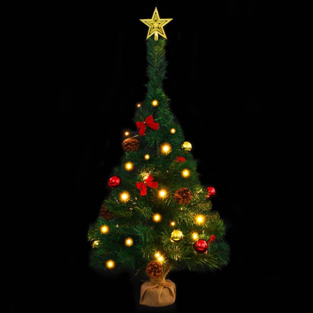 Artificial Pre-lit Christmas Tree with Baubles Green 2 ft