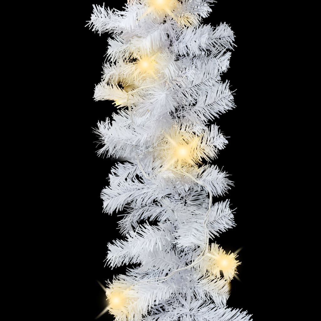 Christmas Garland with LED Lights White 16 ft PVC