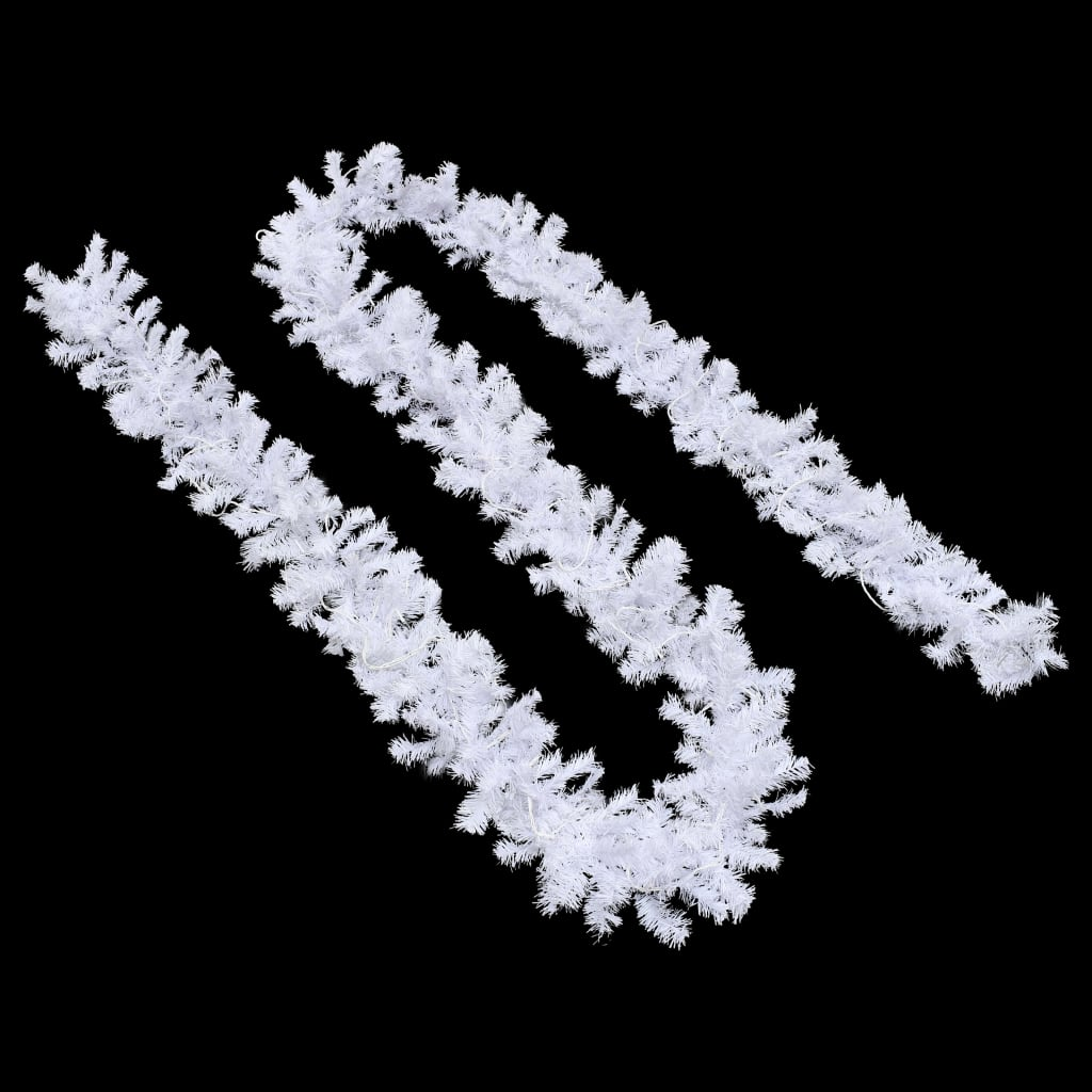 Christmas Garland with LED Lights White 16 ft PVC