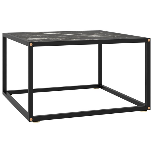 vidaXL Coffee Table Black with Black Marble Glass 23.6"x23.6"x13.8"