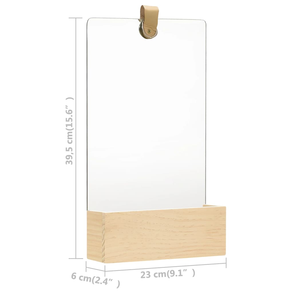 vidaXL Wall Mirror Solid Pinewood 9.1"x15.6"