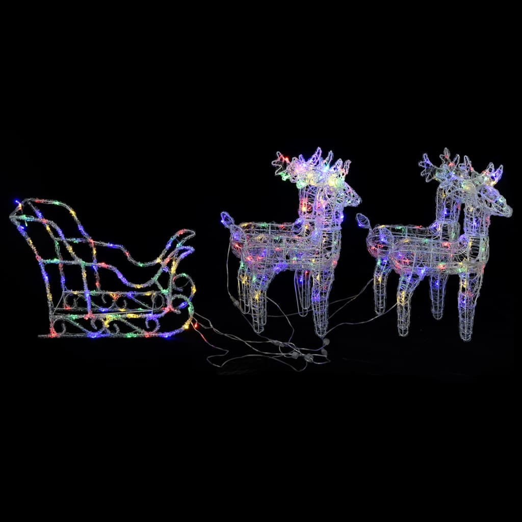 vidaXL Reindeers & Sleigh Christmas Decoration 110.2"x11"x21.7" Acrylic