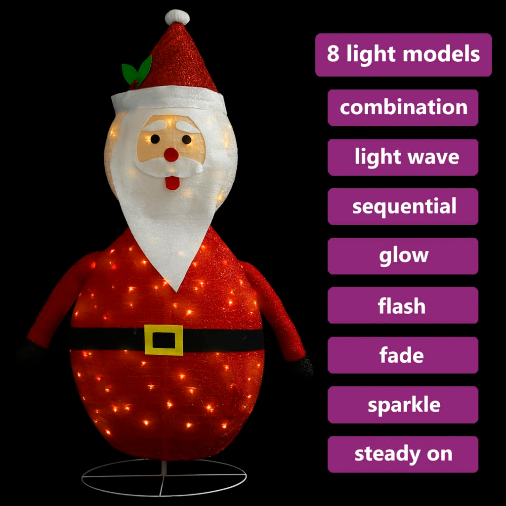 Decorative Christmas Santa Claus Figure LED Luxury Fabric 4 ft