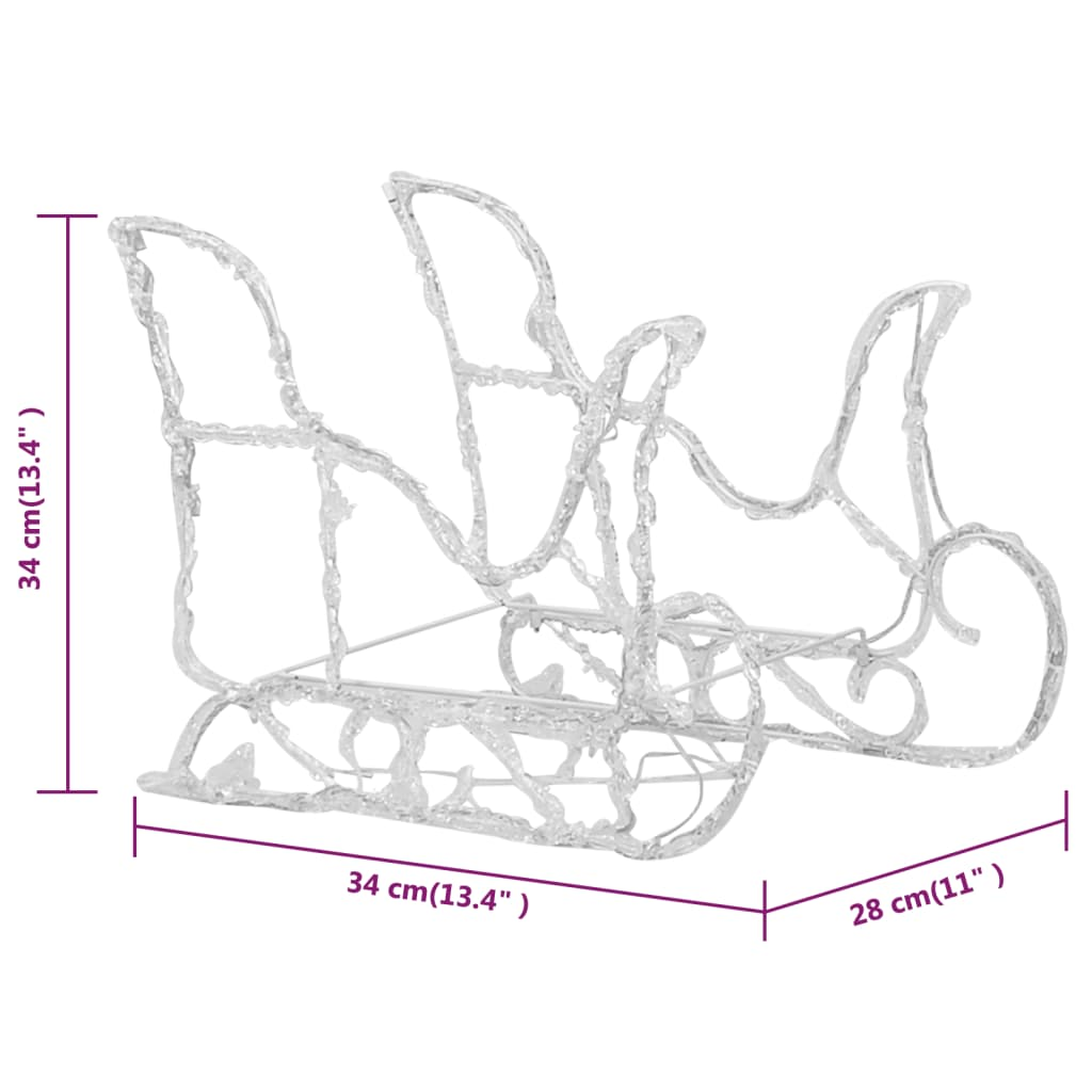 vidaXL Reindeers & Sleigh Christmas Decoration 110.2"x11"x21.7" Acrylic