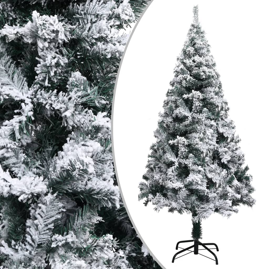 Artificial Christmas Tree with Flocked Snow Green 4 ft PVC