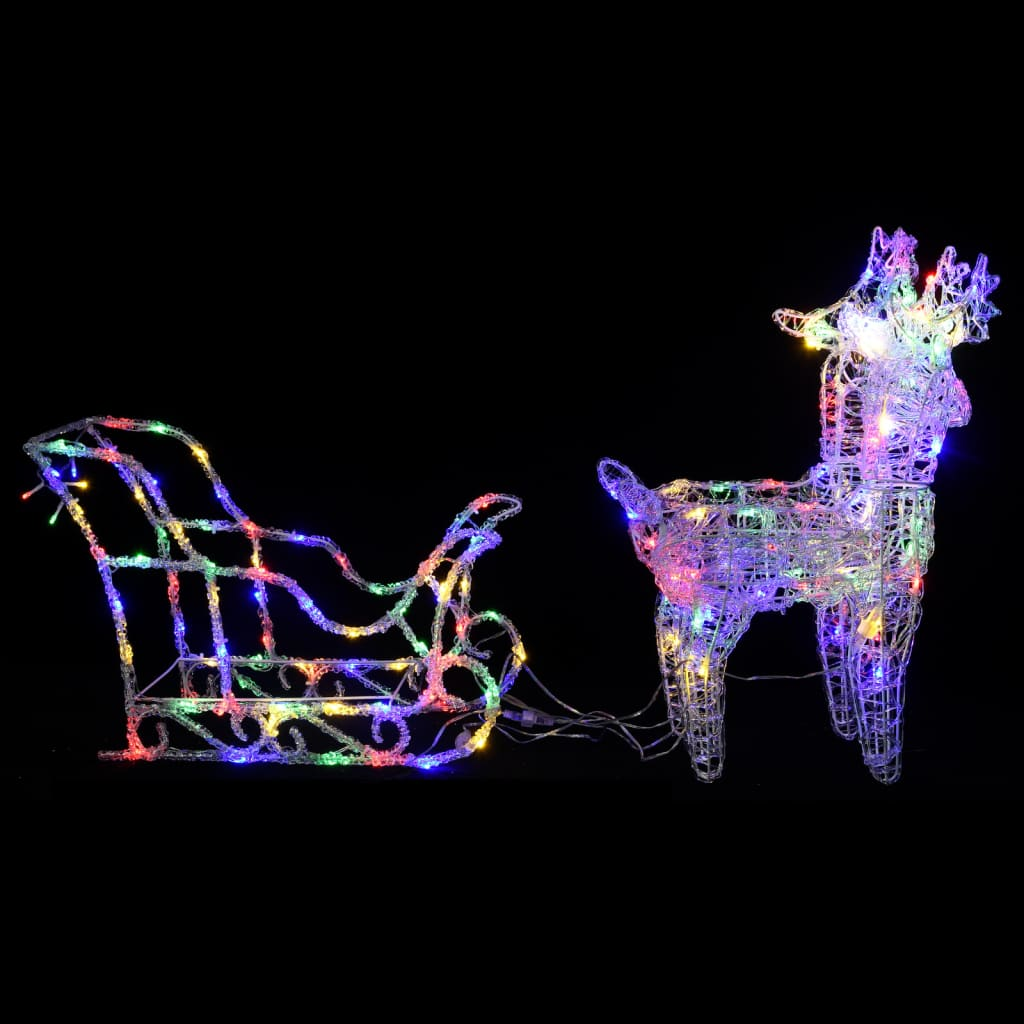 vidaXL Reindeers & Sleigh Christmas Decoration 160 LEDs 51.2" Acrylic