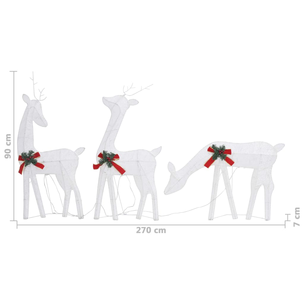 Christmas Reindeer Family 106.3"x2.8"x35.4" White Cold White Mesh