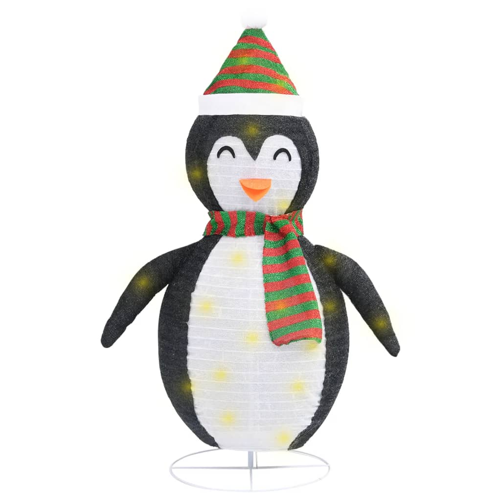 Decorative Christmas Snow Penguin Figure LED Luxury Fabric 4 ft