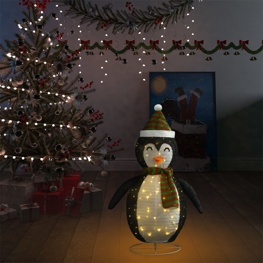 Decorative Christmas Snow Penguin Figure LED Luxury Fabric 3 ft